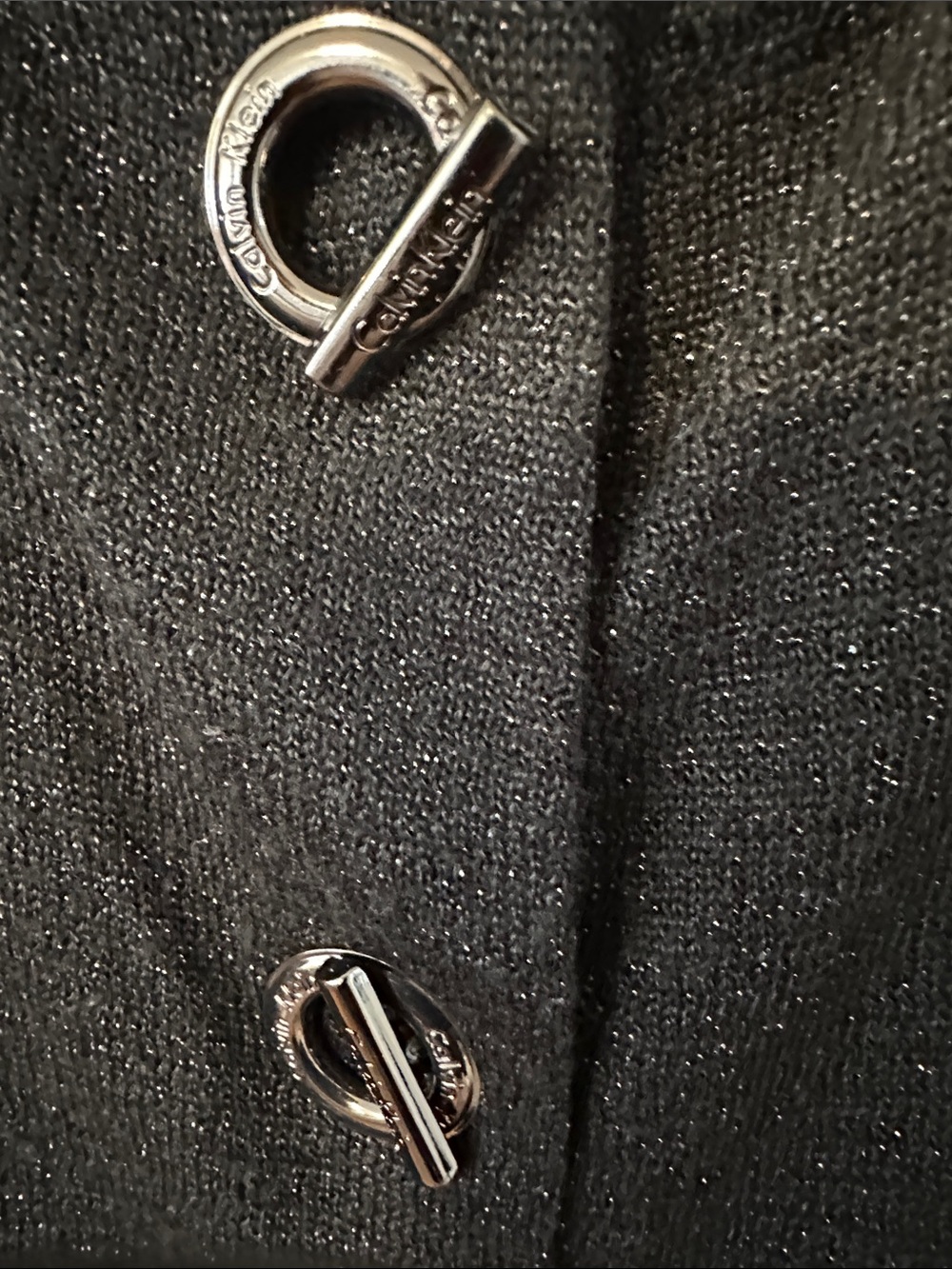 Incredibly classy Calvin Klein Black Metallic Knit hook & loop closure Cardigan - Picture 2 of 5